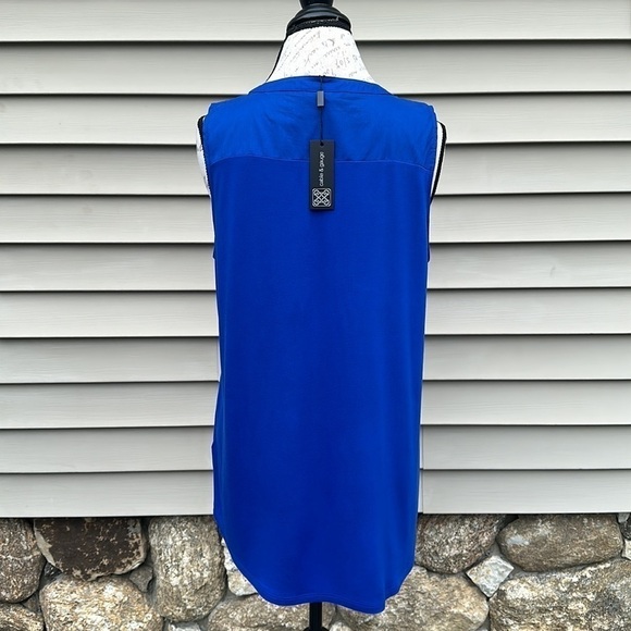 Cable & gauge Angelfish Blue Sleeveless Pleat Front Blouse - Picture 6 of 13